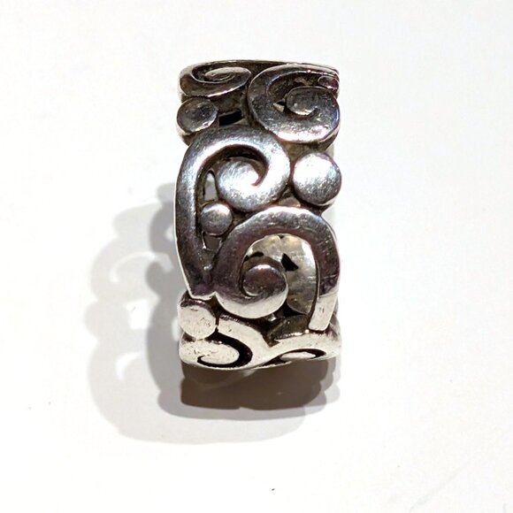 Heavy ornate art nouveau openwork band ring sterling Size 6 - Picture 6 of 6